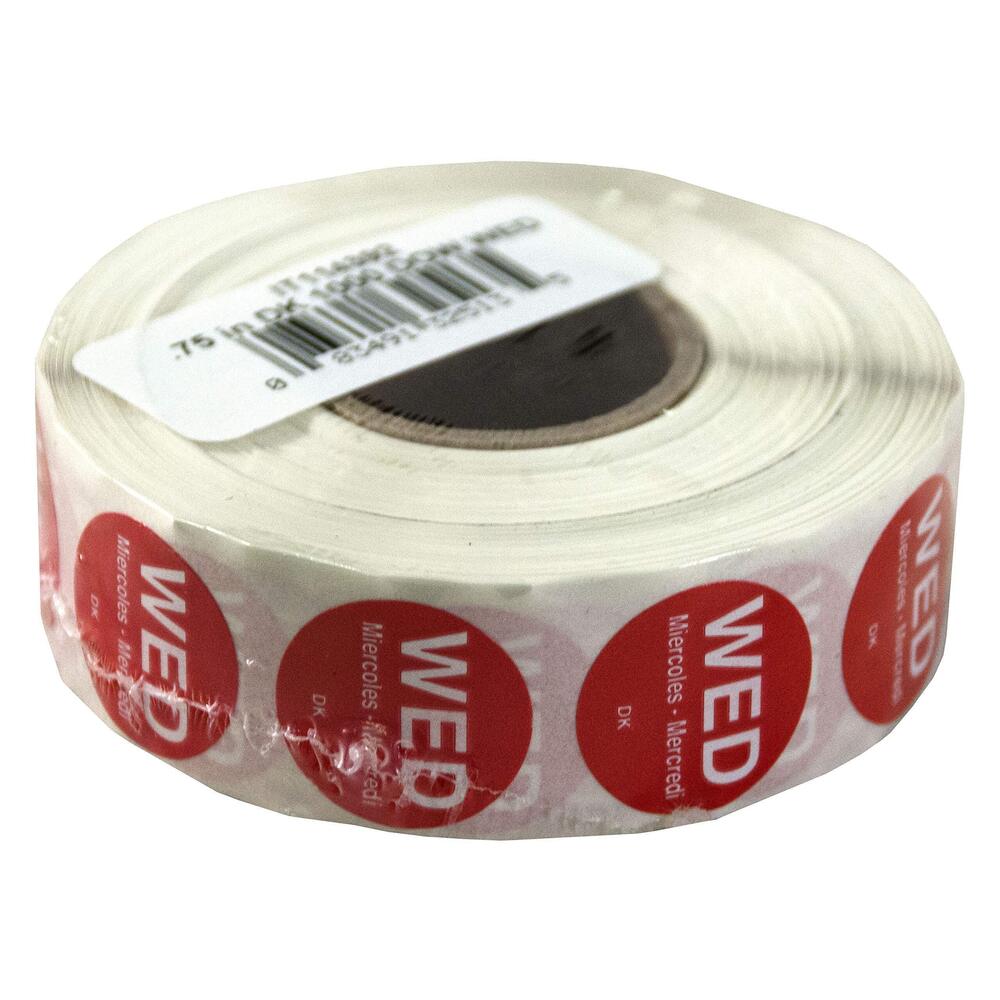 1314 IT1143923 Day of the Week 3/4" Circle Permanent Label, WED Roll of